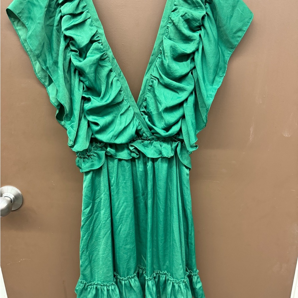 Elegant Green Ruffled Dress